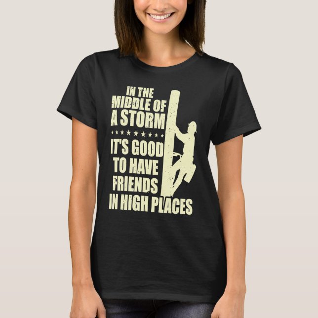 Thank A Lineman Quote Electrical Lineman Electrici T-Shirt (Front)