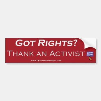 thank an activist red bumper sticker