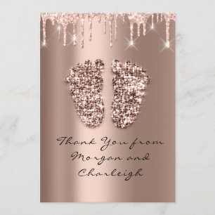 Thank Ashley Baby Shower Feet Rose Drips Boy Girl Invitation