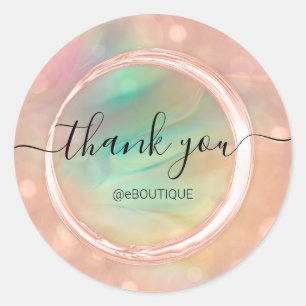Thank Boutique Business Name Holograph Modern Classic Round Sticker