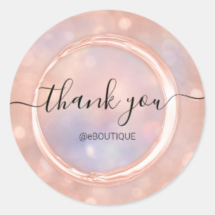 Thank Boutique Shop Business Name Holograph Blush Classic Round Sticker