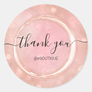 Thank Boutique Shop Business Name Rose Pink Pastel Classic Round Sticker