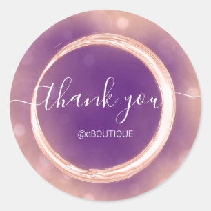 Thank Boutique Shop Business Name Rose Violet Classic Round Sticker