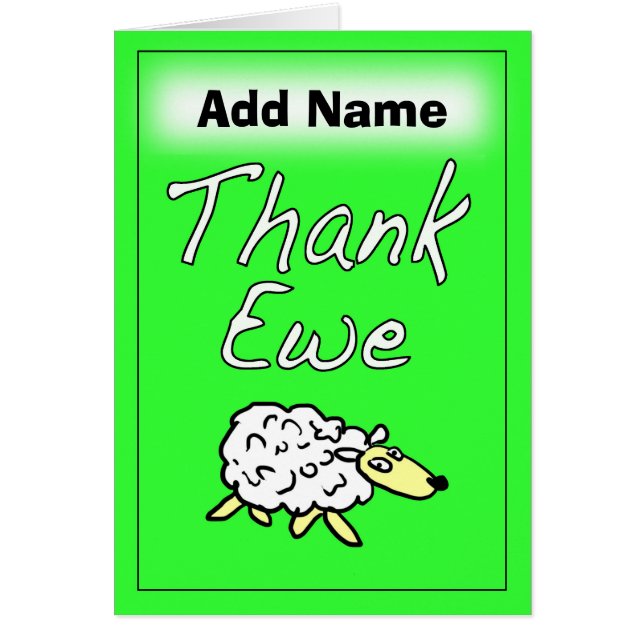 Thank Ewe (You) Card - Personalise Front & Inside (Front)