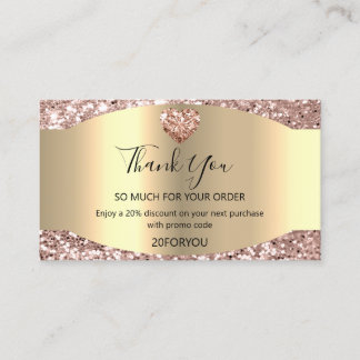Thank FOR PURCHASE Heart Discount Code Logo Diamon Business Card