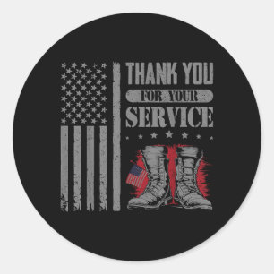 Thank for Service Patriotic Boots Flag Veterans Classic Round Sticker