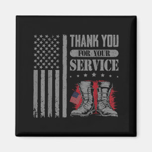 Thank for Service Patriotic Boots Flag Veterans Magnet