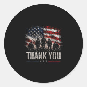 Thank for service patriotic military boots classic round sticker