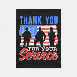 Thank For Service Veteran Memorial Day Military Fleece Blanket