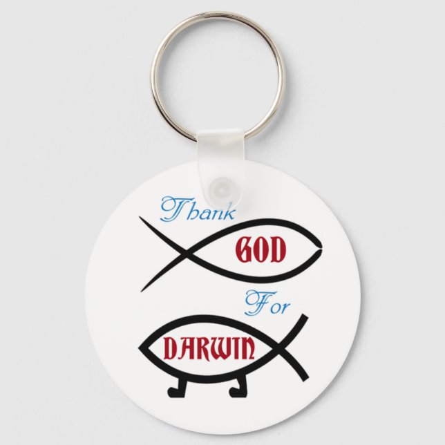 Thank God For Darwin Key Ring (Front)