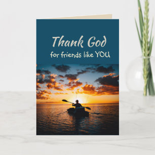 Thank God for Friends like you Lake Kayaking Thank You Card