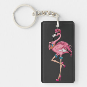 Thank God For Making Me Hot Funny Quote Flamingo Key Ring