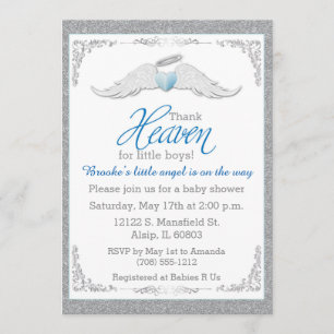 Thank Heaven for Little Boys Baby Shower Invitation