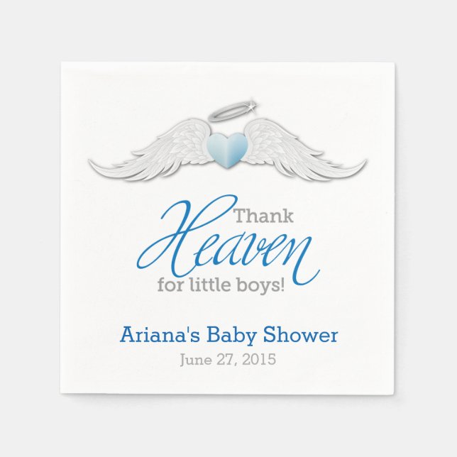 Thank Heaven for Little Boys Baby Shower Napkins (Front)