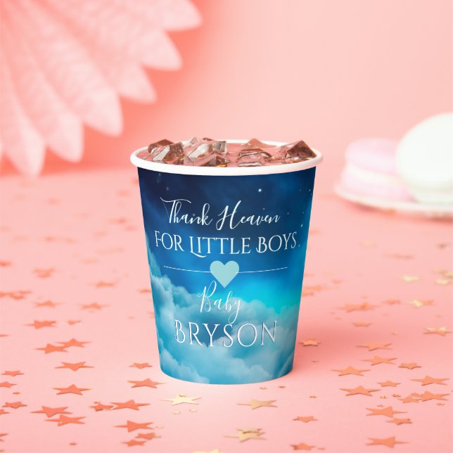 Thank Heaven for Little Boys|Blue Starry Night Sky Paper Cups (Insitu)