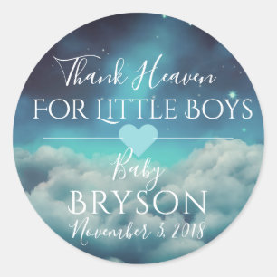 Thank Heaven for Little Boys  Clouds & Starry Sky Classic Round Sticker