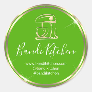 Thank Logo Kitchen Cooking Chef Green Online Shop Classic Round Sticker