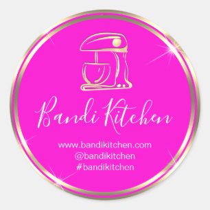 Thank Logo Kitchen Cooking Chef Pink Online Shop  Classic Round Sticker