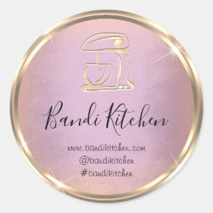 Thank Logo Kitchen Cooking Chef Rose Gold Frame Classic Round Sticker