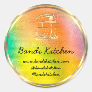 Thank Logo Kitchen Cooking Chef Yellow GreenGold Classic Round Sticker