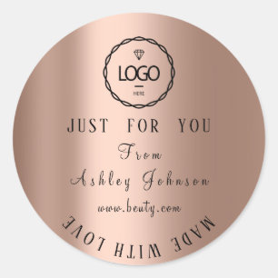 Thank Logo Made With Love Minimalism Rose Classic Round Sticker