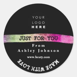 Thank Logo Made With Love Stroke Pink Unique Classic Round Sticker