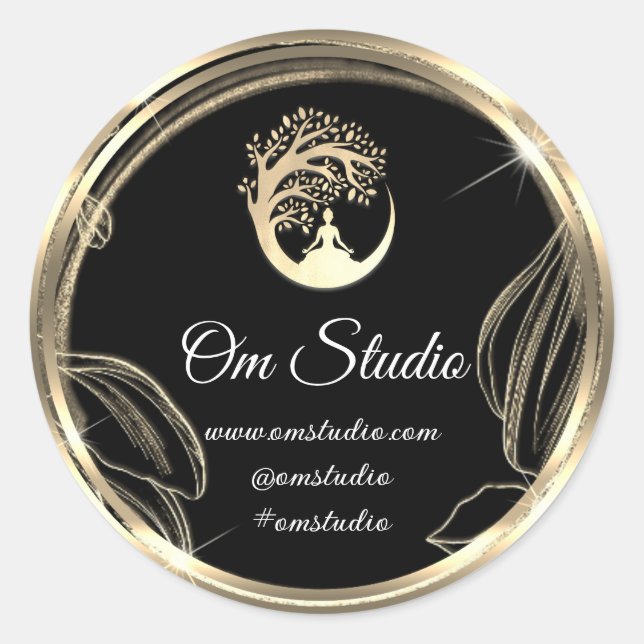 Thank Logo Yoga Mindfulness's Shop Gold  Classic Round Sticker (Front)