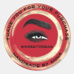 Thank Makeup Artist Lash Cleaner Logo Gold Red Classic Round Sticker