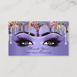 Thank Makeup Brow Eyelash Drips Purple Silver Business Card
