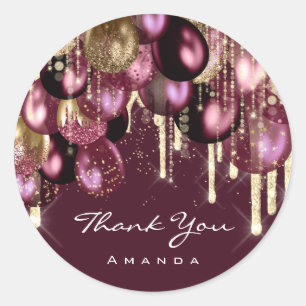 Thank Name 16th Bridal Wedding Ballon glitter gold Classic Round Sticker