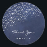Thank Name 16th Bridal Wedding Blue Navy Confetti Classic Round Sticker<br><div class="desc">florenceKdesig@gmail.com Have a special day! 
FlorenceK design</div>