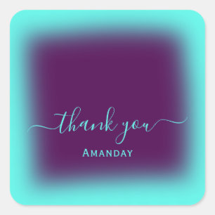 Thank Name Berry Small Business Blue Mint Purple Square Sticker