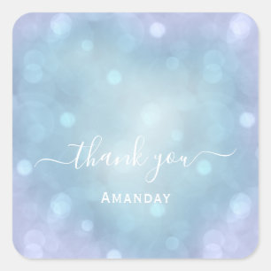 Thank Name Blue Aqua Wedding Pastel Bridal Sweet16 Square Sticker