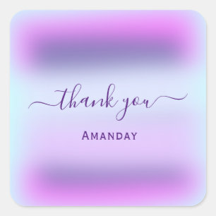 Thank Name Blue  Holographic  Bridal Sweet16th Square Sticker