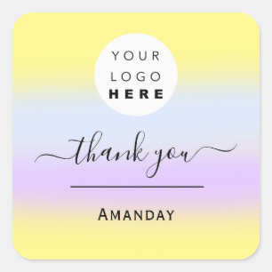Thank Name Blue Modern Business Boutique Shop Logo Square Sticker