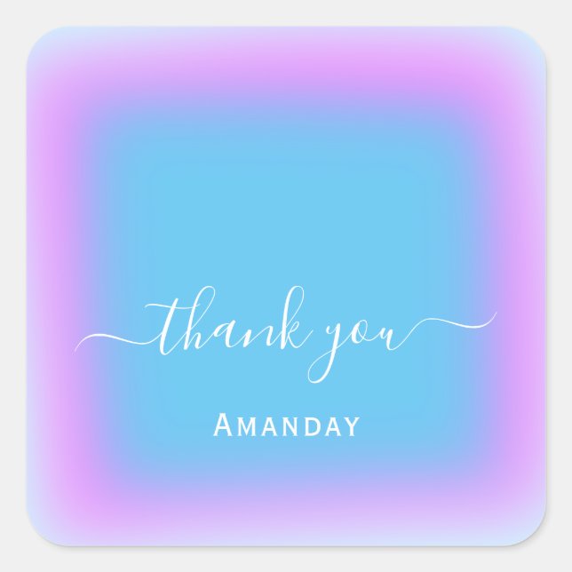 Thank Name Blue Pink Ocean Makeup Bridal Sweet16th Square Sticker (Front)