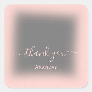 Thank Name Blush Grey Favour Bridal Sweet16 Square Sticker