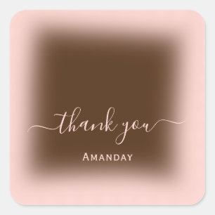 Thank Name Blush Rose Makeup Favour Bridal Sweet16 Square Sticker