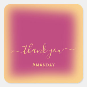 Thank Name Brown Yellow Makeup Beery Pink Square Sticker