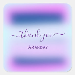 Thank Name Dusty Holographic Bridal Sweet16th Square Sticker