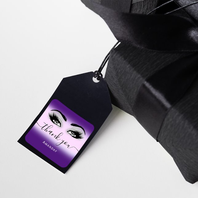 Thank Name Gray Purple  Pink Glitter Eyelash Logo Square Sticker (Creator Uploaded)