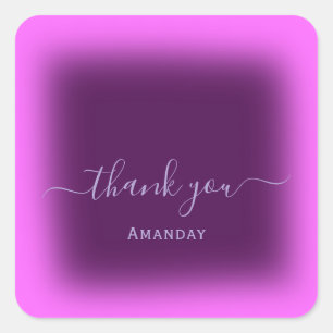 Thank Name Pink Berry Favour Frame Holographic Square Sticker