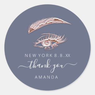 Thank Name Rose Lashes Microblade Blue Shop Classic Round Sticker