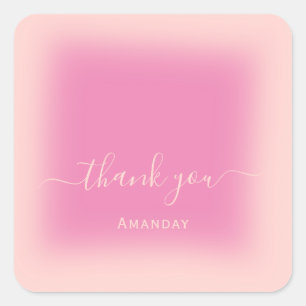 Thank Name Rose Pink Pastel Bridal Sweet16 Square Sticker