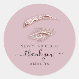 Thank Name Rose White  Lashes Microblade Spa Classic Round Sticker