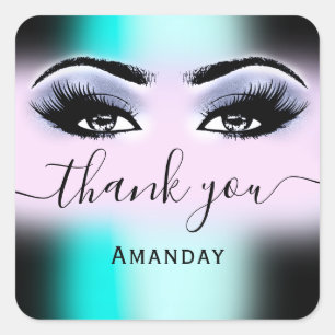 Thank Name Smoky Ocean Pink Black Eyelash Logo Square Sticker