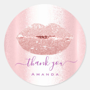 Thank Name Sweet16th Shop Makeup Kiss Lips Classic Round Sticker