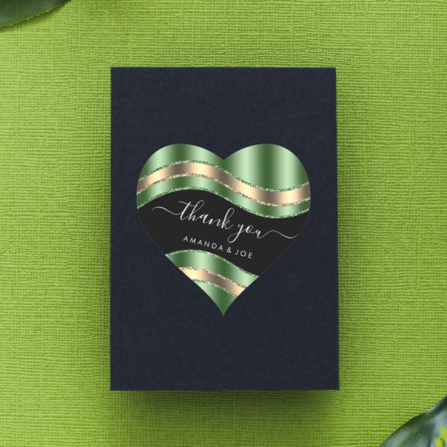 Thank Name Sweet 16th Bridal Black Gold Woodland Heart Sticker (Thank Name Sweet 16th Bridal Black Gold Woodland Heart Sticker)