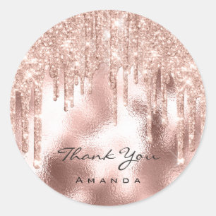 Thank Name Sweet 16th Bridal Rose Blush Classic Round Sticker