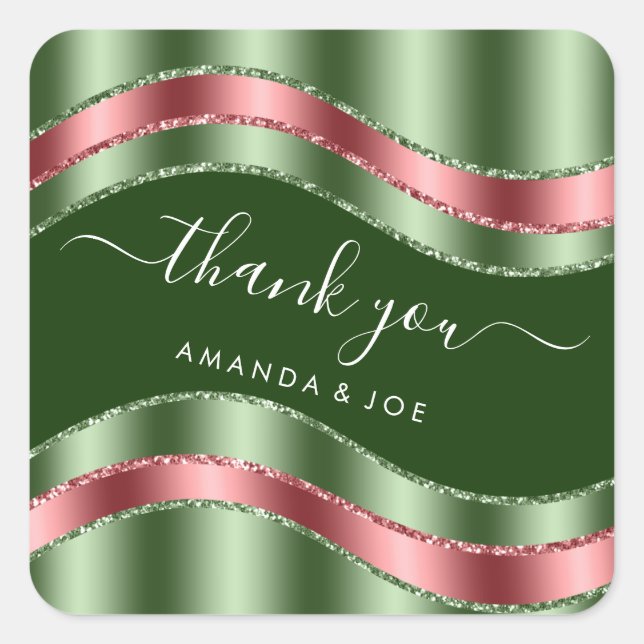 Thank Name Sweet 16th Bridal Shower Sage Woodland Square Sticker (Front)